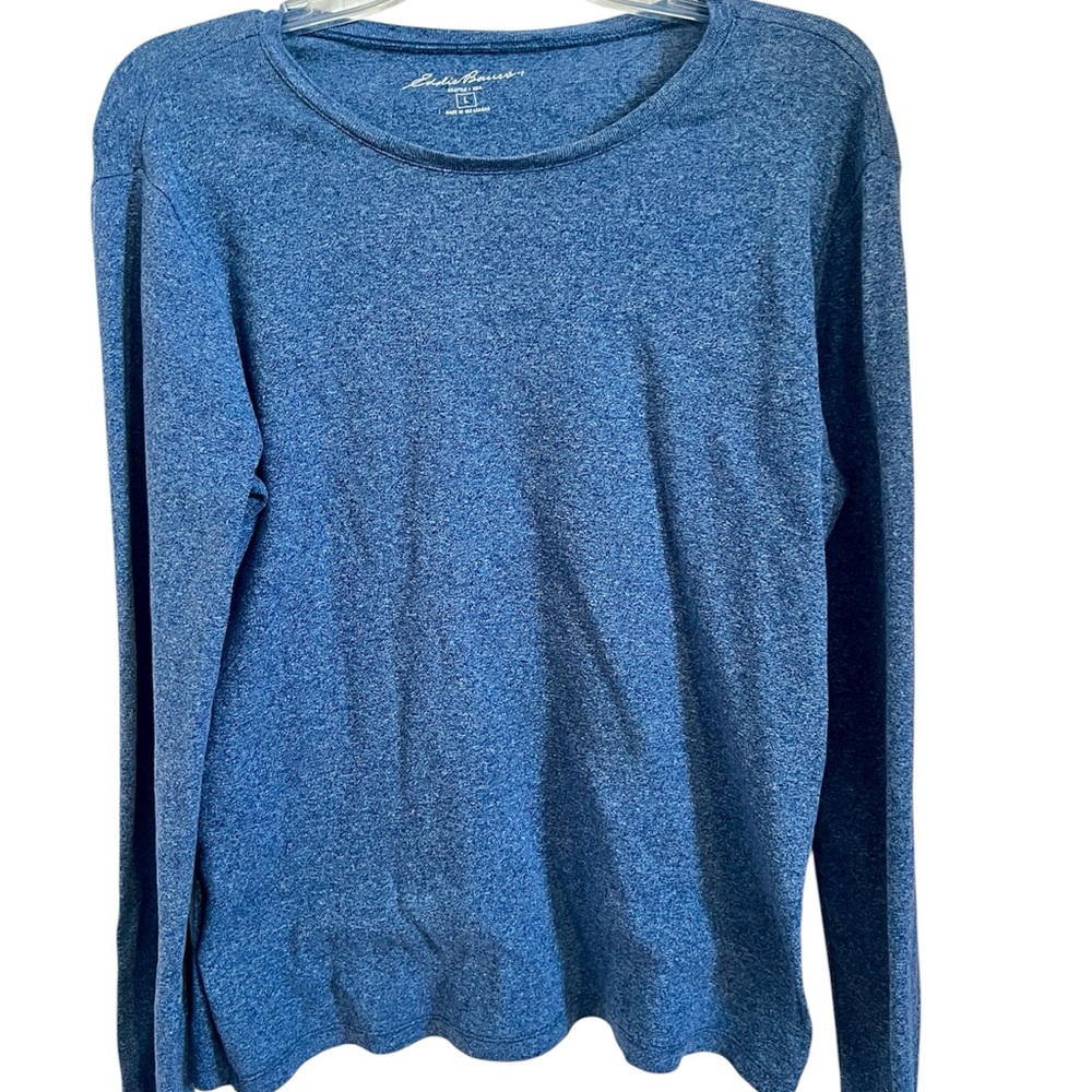 Eddie Bauer Blue Tee Scoop Neck Blue Sz L Long Sleeves